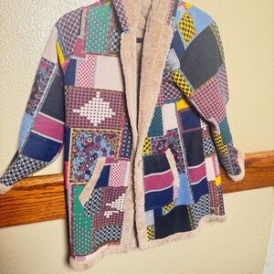 Patchwork Open Front Cardigan